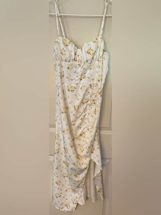 Dresses & Skirts - Shein White Yellow Spaghetti Strap Slit Midi Dress